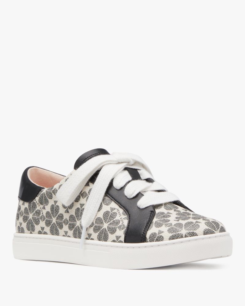 Kate Spade,Erin Spade Flower Sneaker,White/Black