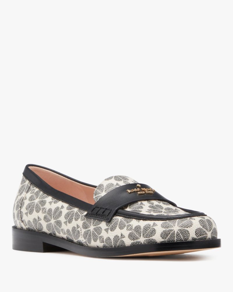 Kate Spade,Ruth Spade Flower Loafer,White/Black