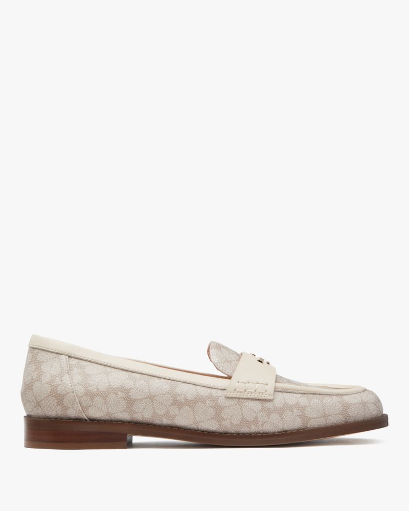 Kate Spade,Ruth Spade Flower Loafer,Loafer,Flats,Penny Loafer,Piping,Breathable,Day Party,Cream