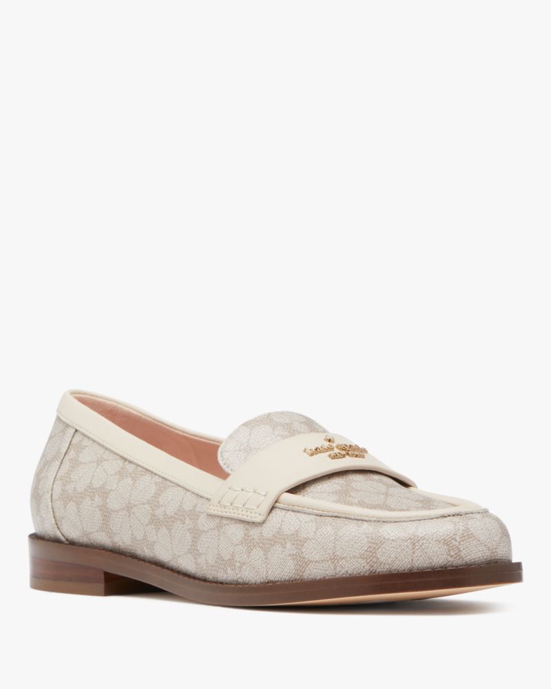 Kate Spade,Ruth Spade Flower Loafer,Flats,Loafer,Piping,Penny Loafer,Breathable,Day Party,Cream