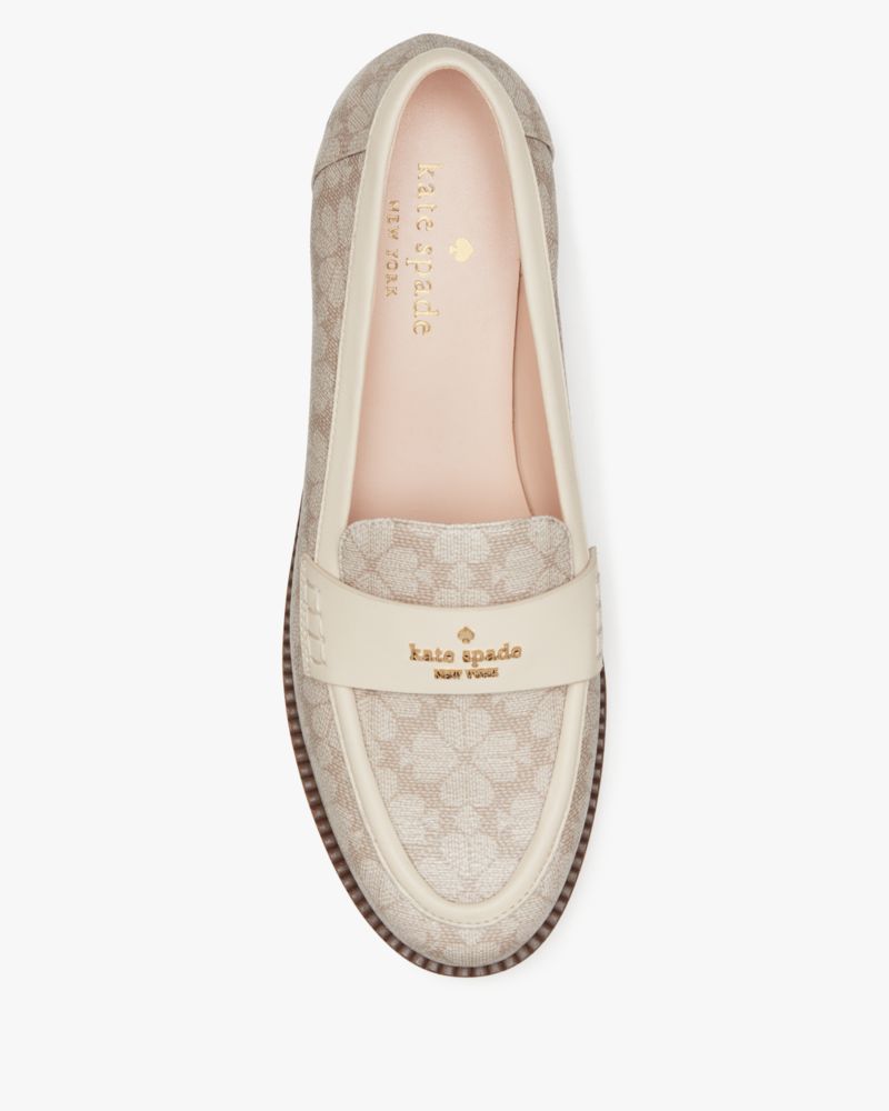 Kate Spade,Ruth Spade Flower Loafer,Loafer,Flats,Penny Loafer,Piping,Breathable,Day Party,Cream