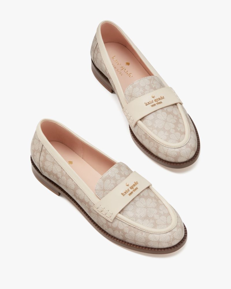 Kate Spade,Ruth Spade Flower Loafer,Flats,Loafer,Piping,Penny Loafer,Breathable,Day Party,Cream