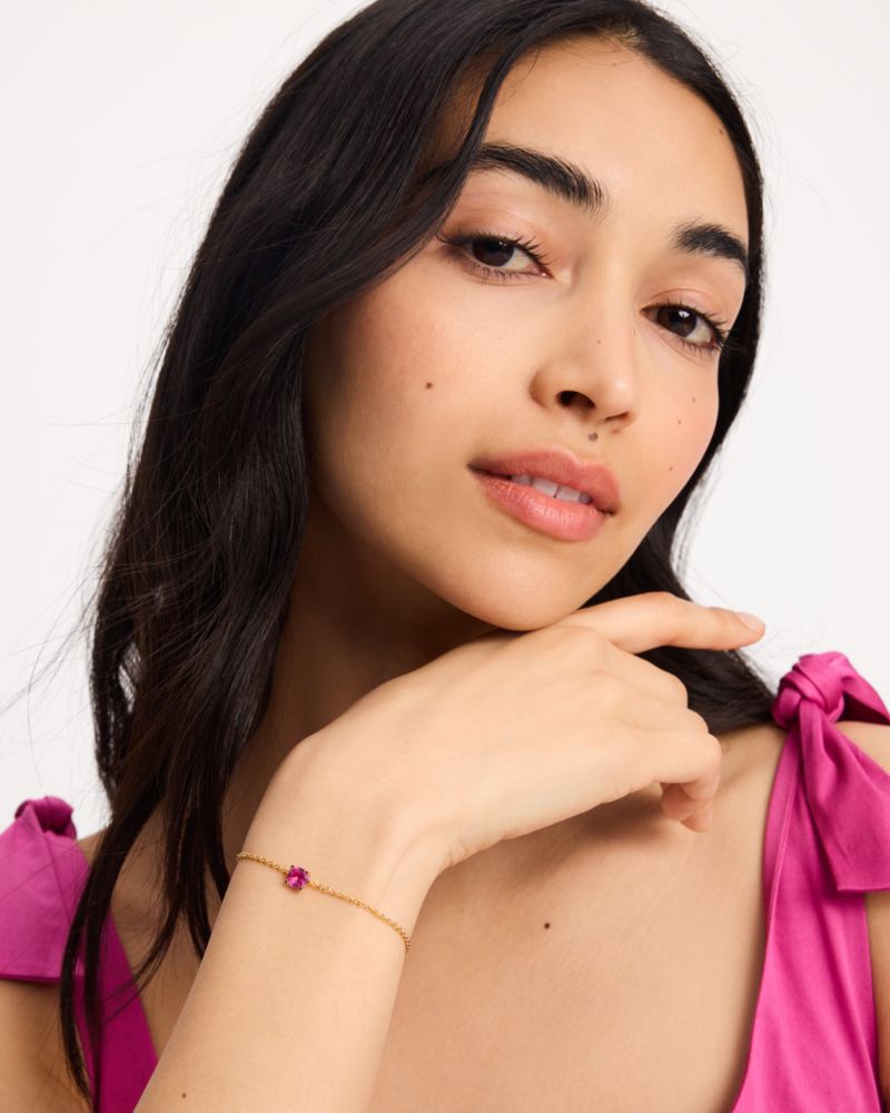 Kate Spade,Little Luxuries Solitaire Bracelet,Crystal,Gem Embellishment,Gold Metal,Casual,