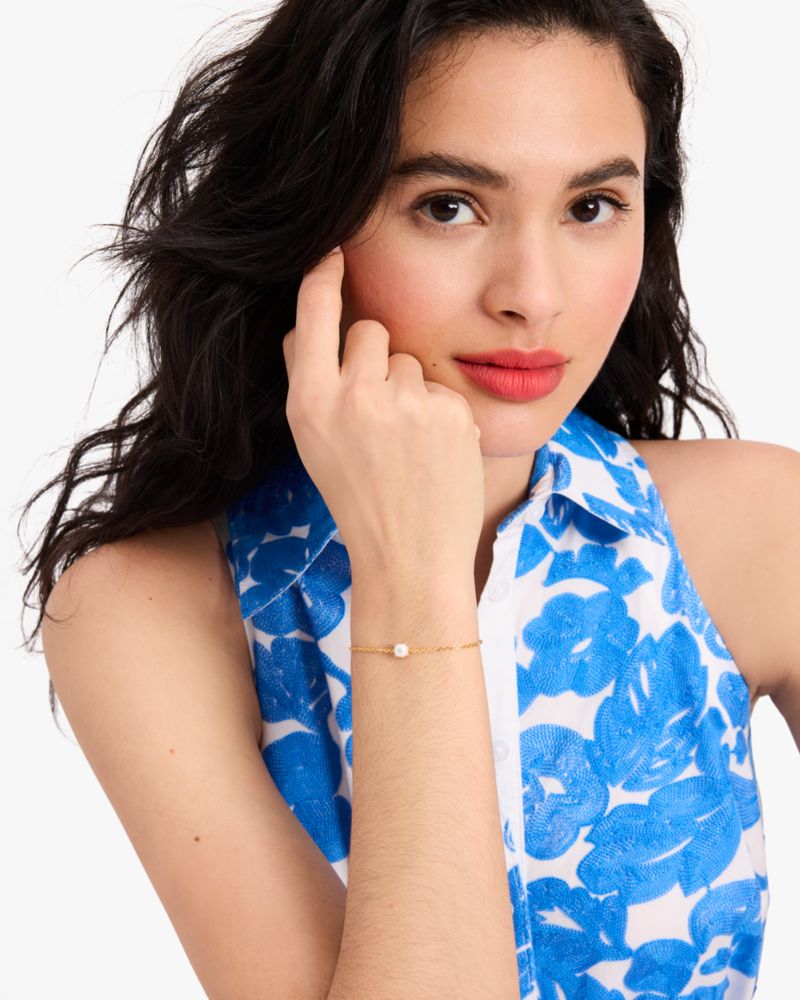 Kate Spade,Little Luxuries Solitaire Bracelet,Pearl,Glass,Pearl,Gold Metal,Work,Casual,White