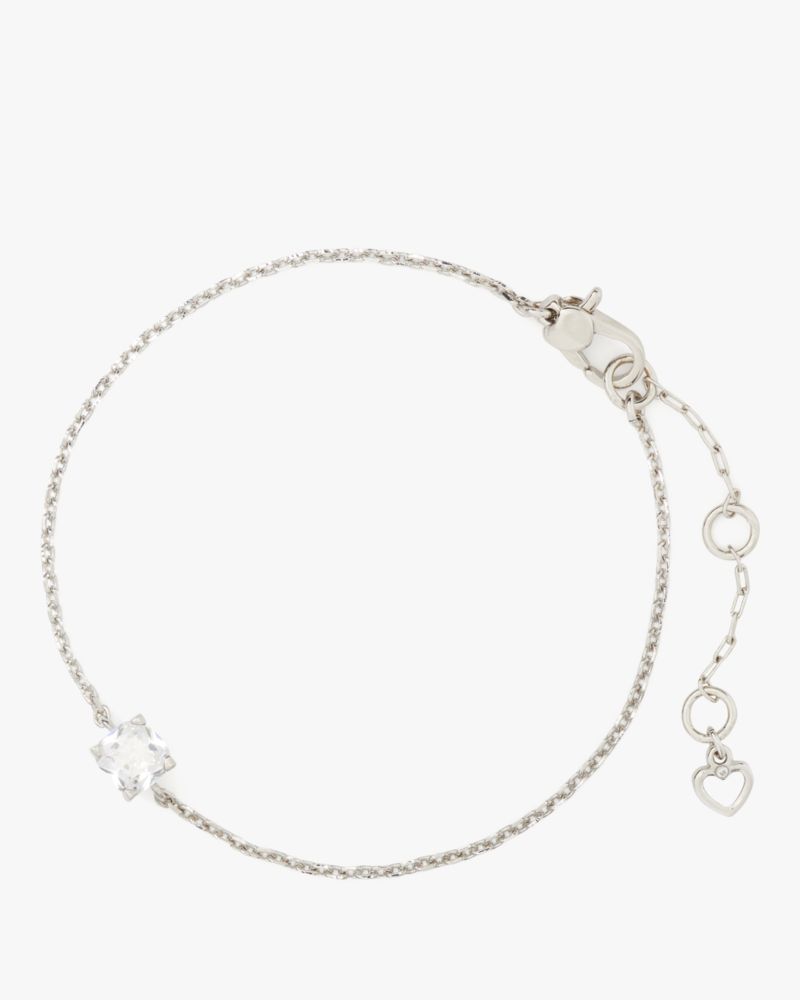 Kate Spade,Little Luxuries Solitaire Bracelet,Crystal,Gem Embellishment,Silver Metal,Work,Casual,Clear