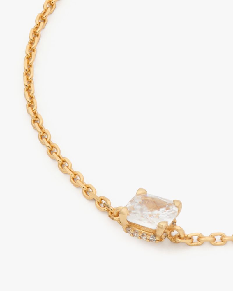 Kate Spade,Little Luxuries Solitaire Bracelet,Crystal,Heart Embellishment,Gem Embellishment,Gold Metal,Work,Casual,Clear