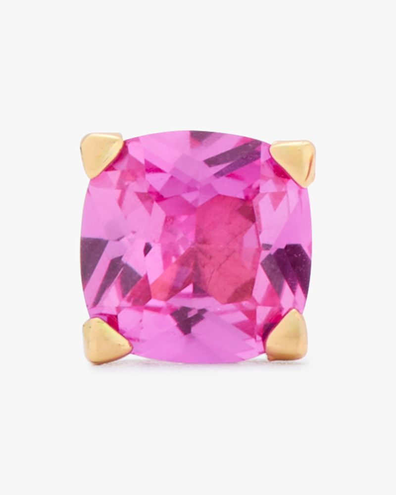 Kate Spade,Little Luxuries 6mm Square Studs,Studs,Rhinestones,Gold Metal,Cocktail,Fuchsia