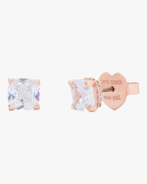 Kate Spade,Little Luxuries 6mm Square Studs,Clear/Rose Gold