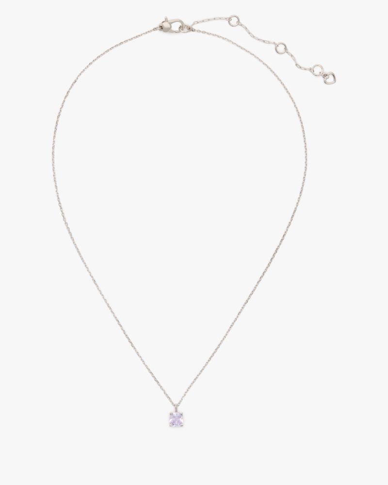Kate Spade,Little Luxuries 6mm Square Pendant,Single Strand,Gem Embellishment,Silver Metal,Casual,Lavender