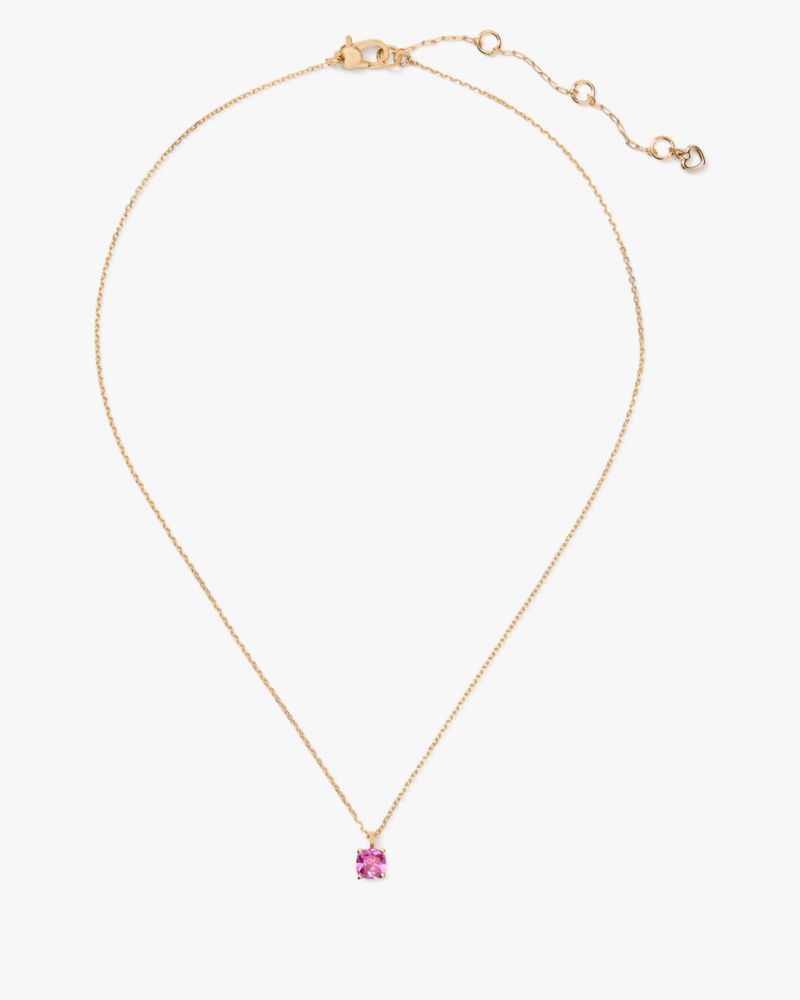 Kate Spade,Little Luxuries 6mm Square Pendant,Single Strand,Rose Quartz,Gem Embellishment,Day Party,Fuchsia