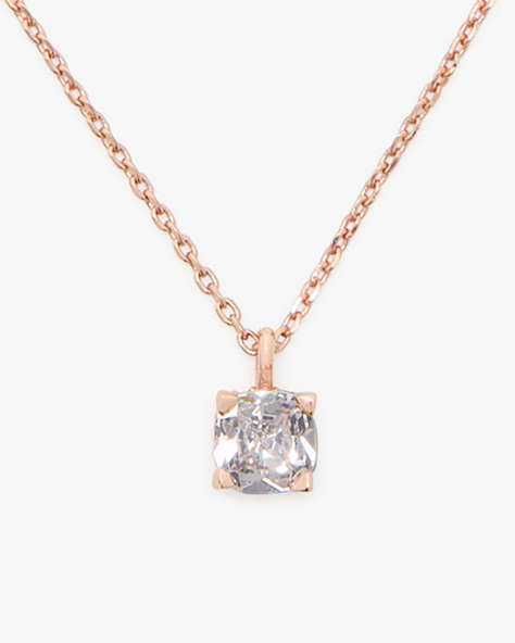 Kate Spade,Little Luxuries 6mm Square Pendant,Clear/Rose Gold