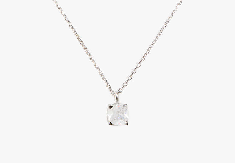 Kate Spade,Little Luxuries 6mm Square Pendant,Clear/Silver