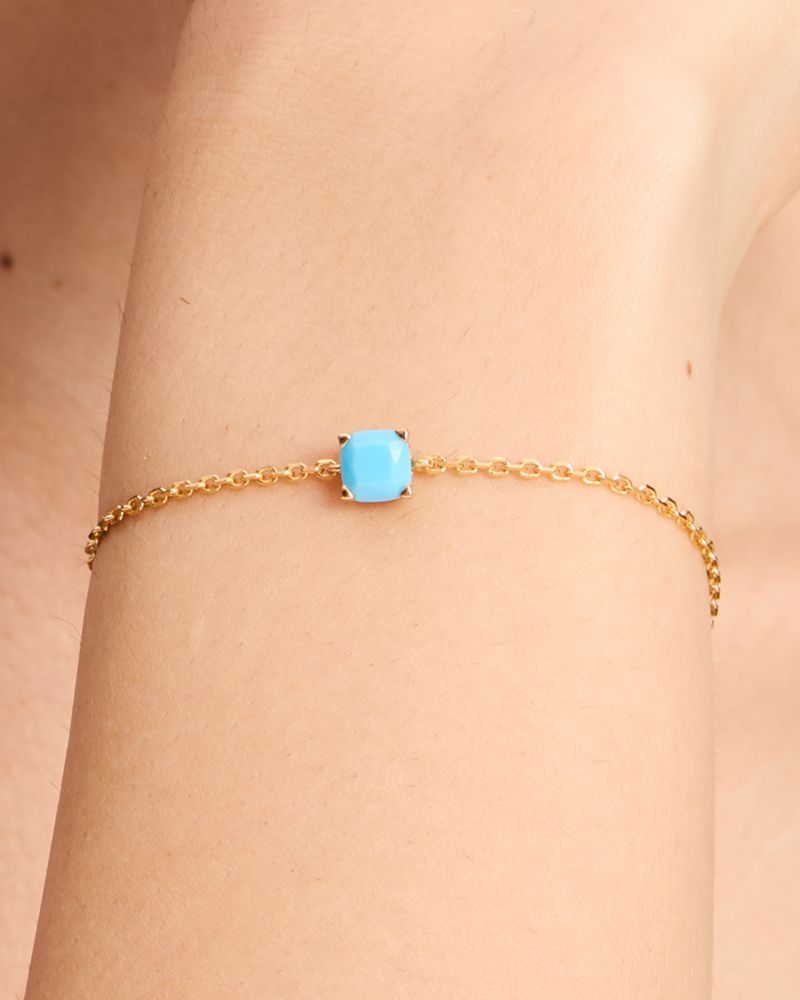 Kate Spade,Little Luxuries Solitaire Bracelet,Crystal,Gem Embellishment,Gold Metal,Casual,Turquoise