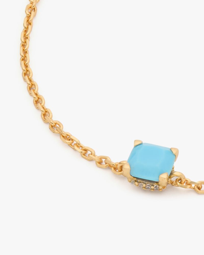 Kate Spade,Little Luxuries Solitaire Bracelet,Crystal,Gem Embellishment,Gold Metal,Casual,Turquoise