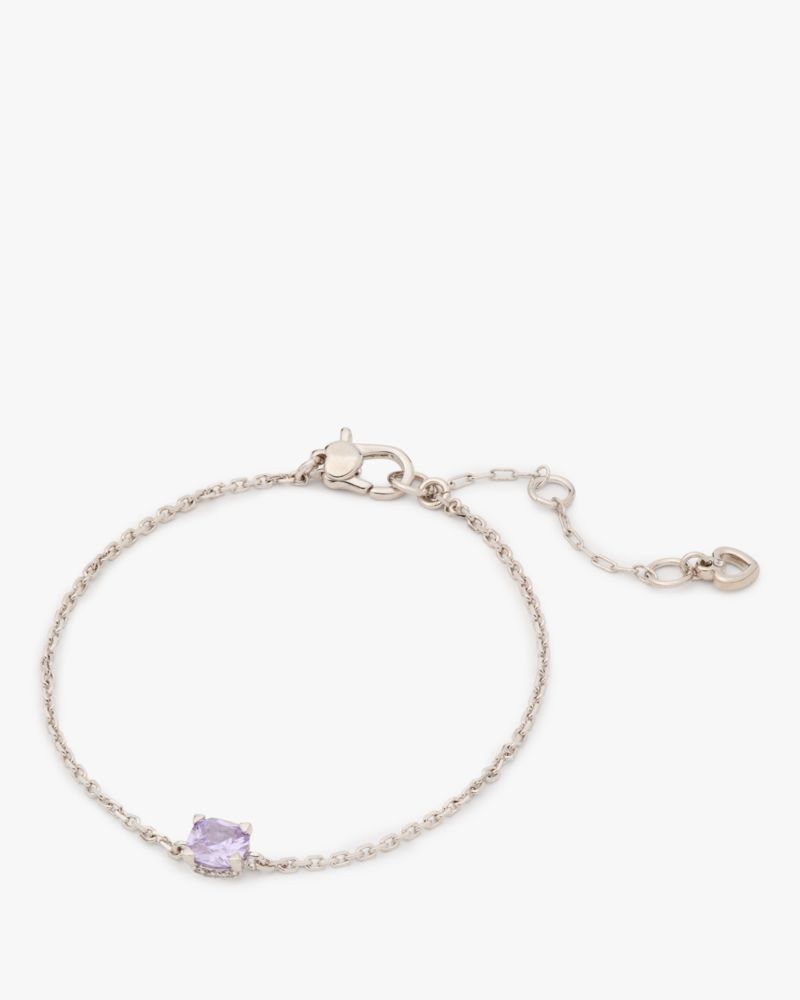 Kate Spade,Little Luxuries Solitaire Bracelet,Crystal,Gem Embellishment,Silver Metal,Casual,Lavender