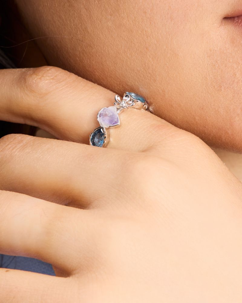 Kate Spade,Lilac Haze Ring,Single Band,Cubic Zirconia,Metal Material,Quartz,Gem Embellishment,Stackable,Silver Metal,Day P...,