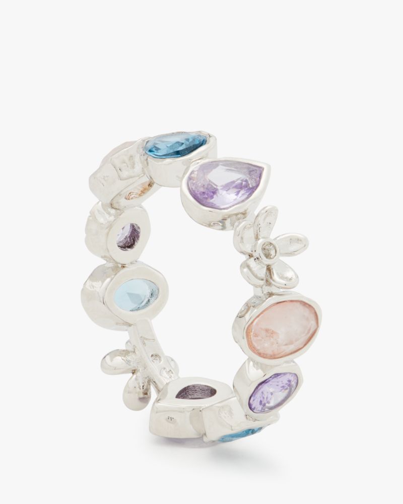 Kate Spade,Lilac Haze Ring,Single Band,Cubic Zirconia,Metal Material,Quartz,Gem Embellishment,Stackable,Silver Metal,Day P...,Multi Color