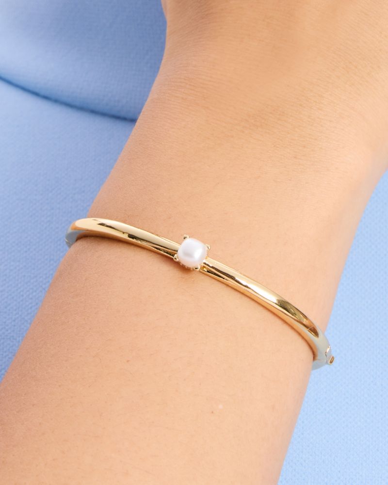 Kate Spade,Little Luxuries Pearl Hinged Bangle,Crystal,Pearl,Day Party,White