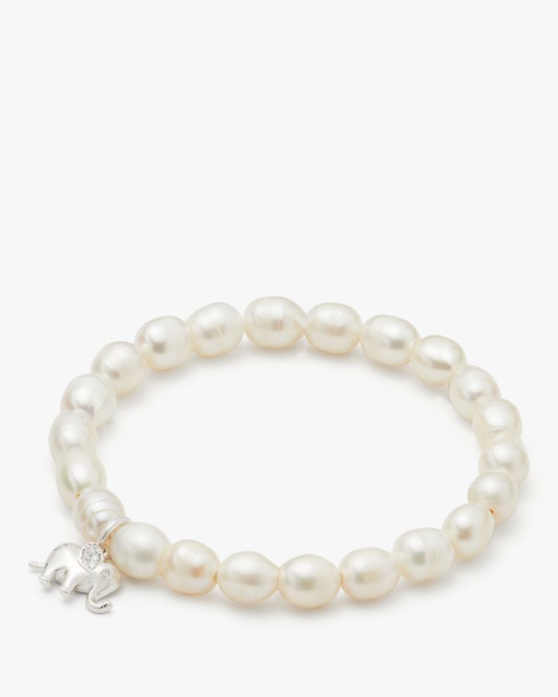 Kate Spade,Precious Elephant Bracelet,Pearl,Freshwater Pearl,Genuine Pearl,Novelty Embellishment,Pearl,Casual,Cream