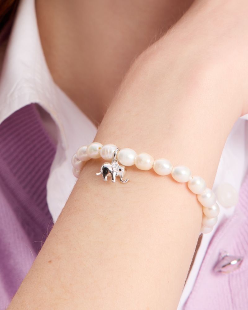 Kate Spade,Precious Elephant Bracelet,Pearl,Freshwater Pearl,Genuine Pearl,Novelty Embellishment,Pearl,Casual,Cream