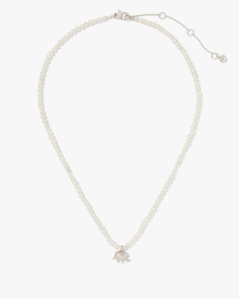 Kate Spade,Precious Elephant Pendant,Single Strand,Crystal,3D Embellishment,Pearl,Novelty Embellishment,Gem Embellishment,...,White