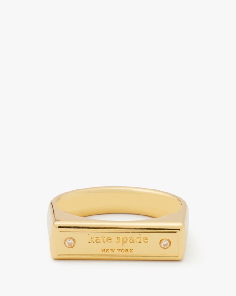 Kate Spade,Sam Icon Bar Ring,Clear/Gold