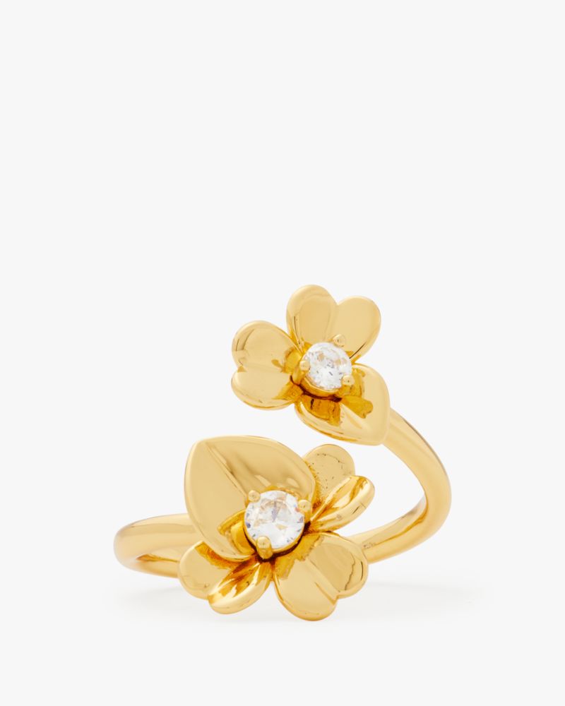 Kate Spade,Precious Pansy Wrap Ring,Gold