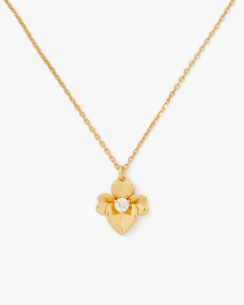 Kate Spade,Precious Pansy Mini Pendant,Gold