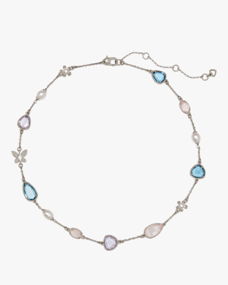 Kate Spade,Lilac Haze Scatter Necklace,Single Strand,Floral Embellishment,Gem Embellishment,Pearl,Teardrop Embellishment,N...,Multi Color