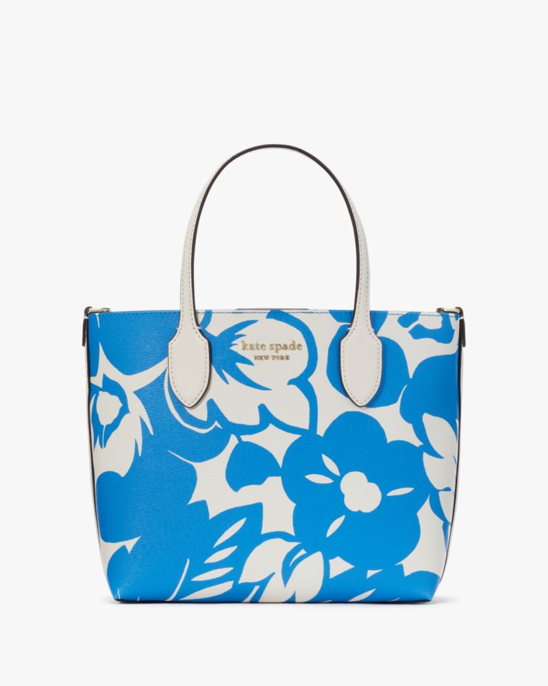 Kate Spade,Bleecker Tropical Foliage Medium Crossbody Tote,Riverside Blue Multi