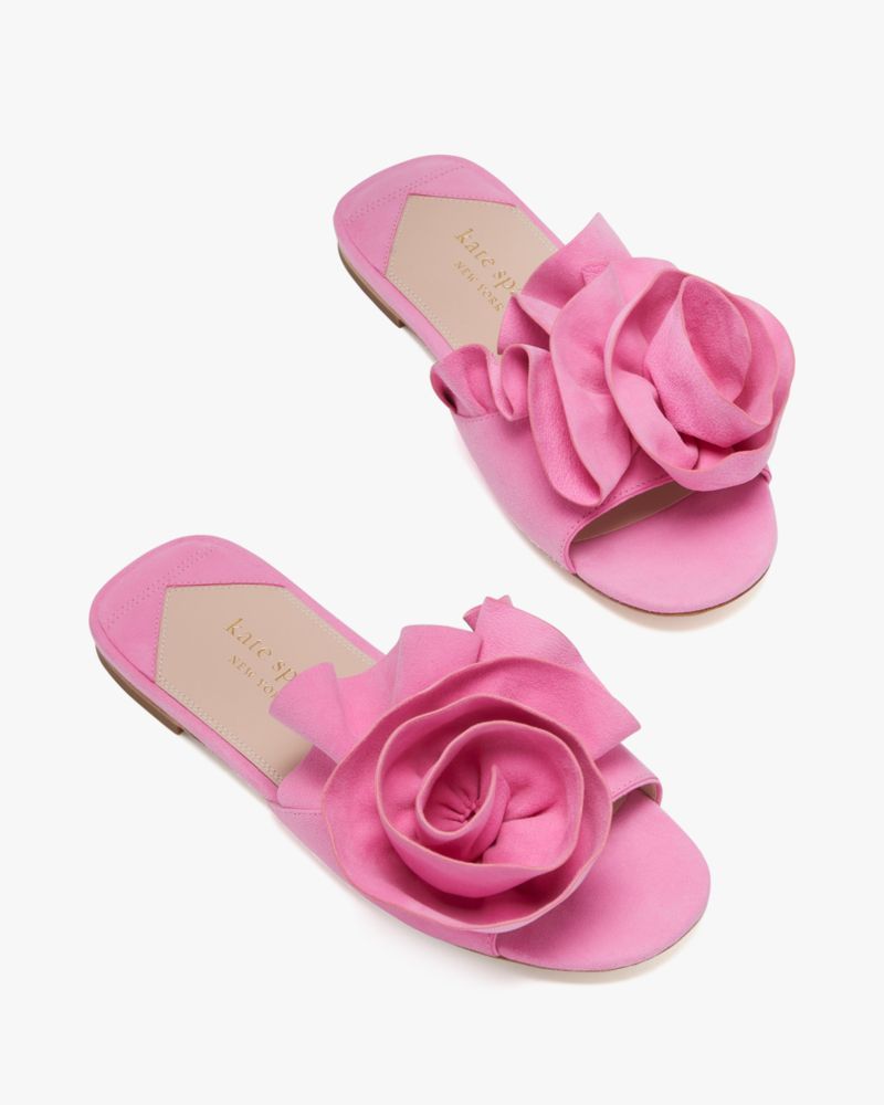 Kate Spade,Flourish Slide Sandals,Lining Leather,Suede,Slides,3D Embellishment,Day Party,