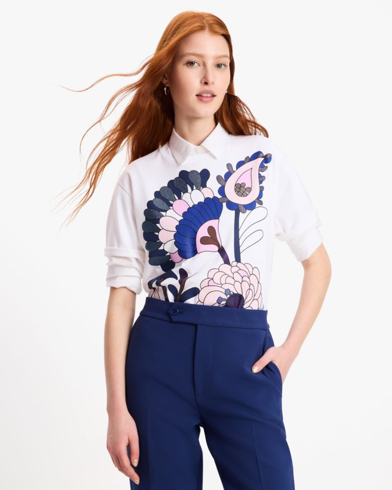 Kate Spade,Embellished Autumn Paisley Tee,