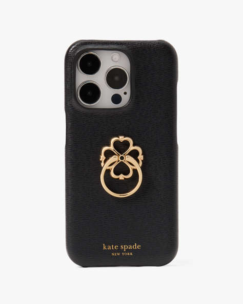 Kate Spade,Morgan Spade Ring Stand iPhone 15 Pro Case,Black