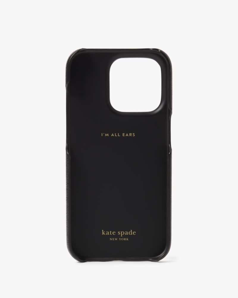 Kate Spade,Morgan Spade Ring Stand iPhone 15 Pro Case,Case,PVC,Logo,Metal,Word Embellishment,I Ring,Casual,Black