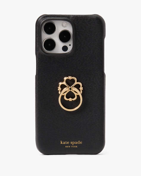 Kate Spade,Morgan Spade Ring Stand iPhone 15 Pro Max Case,Black