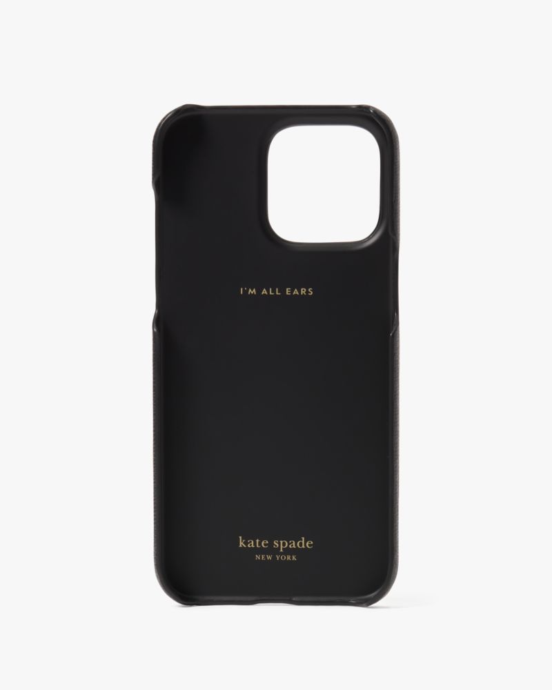 Kate Spade,Morgan Spade Ring Stand iPhone 15 Pro Max Case,Case,PVC,Logo,Metal,Word Embellishment,I Ring,Casual,Black