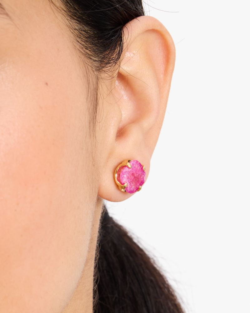 Kate Spade,Pop Of Joy 10mm Spade Flower Studs,Studs,Stones,Titanium,Day Party,Fuchsia