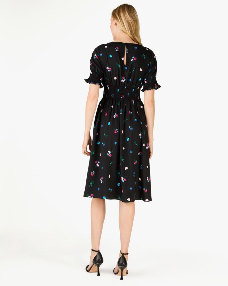 Kate Spade,Chinoiserie Buds Puff-sleeve Blaire Dress,Black