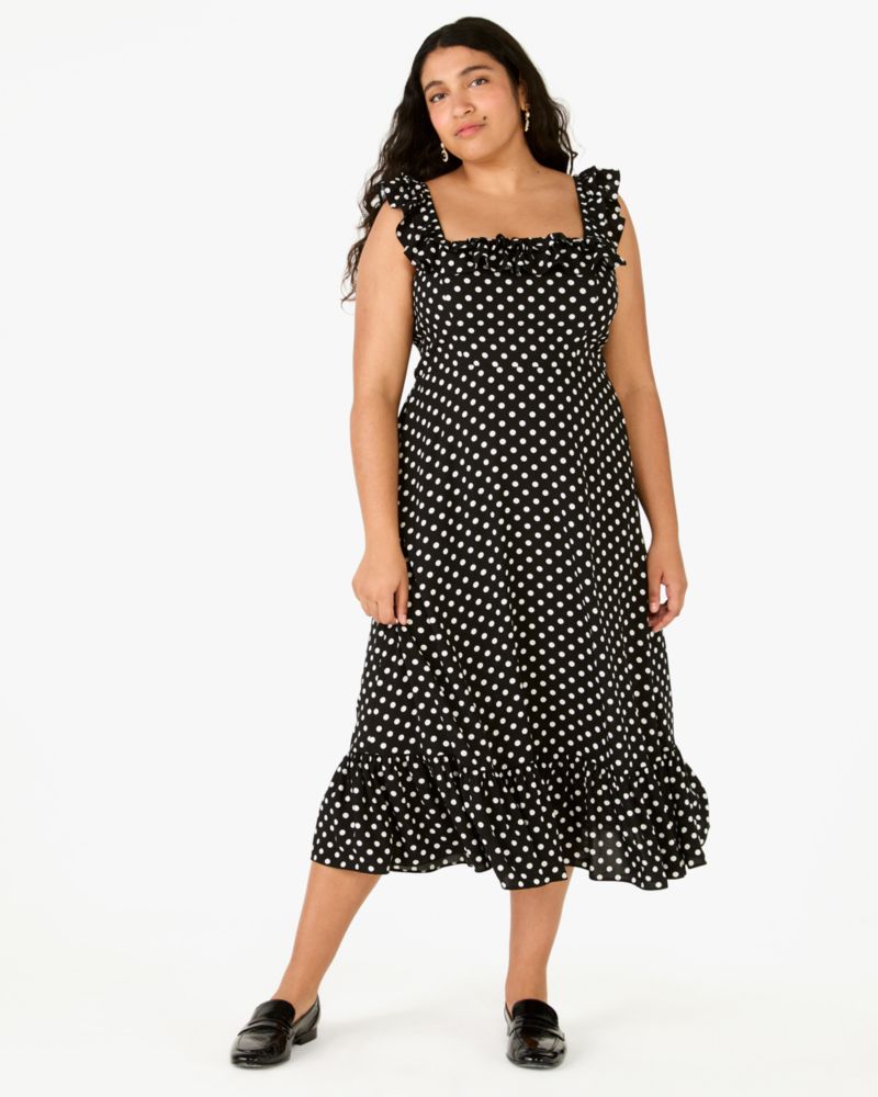 Dot Dot Dot Ruffle Midi Dress Kate Spade Outlet