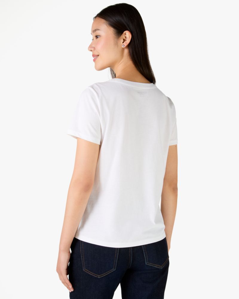 Kate Spade,Embellished Peacock Floral Tee,White