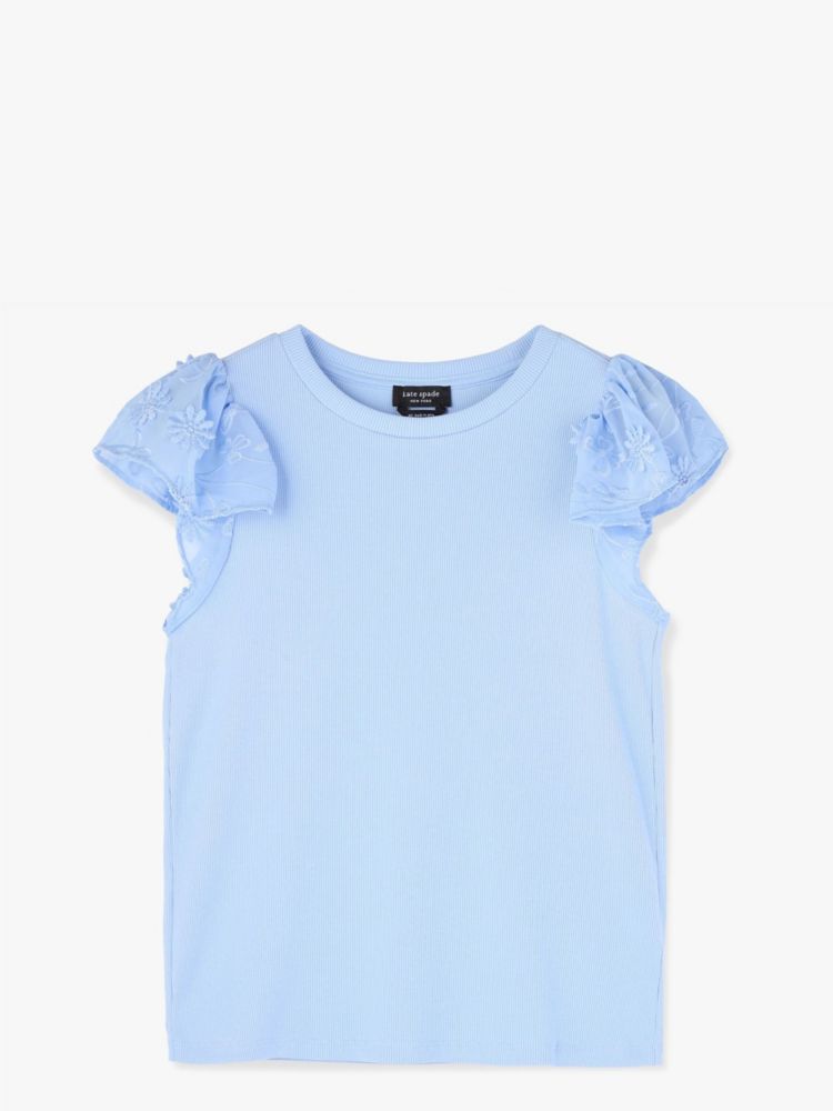 Kate Spade,Mix Media Lace Tee,Fresh Breeze