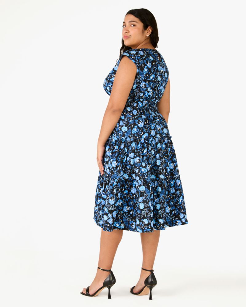 Kate Spade,Peacock Floral Blaire Midi Dress,Multi Color