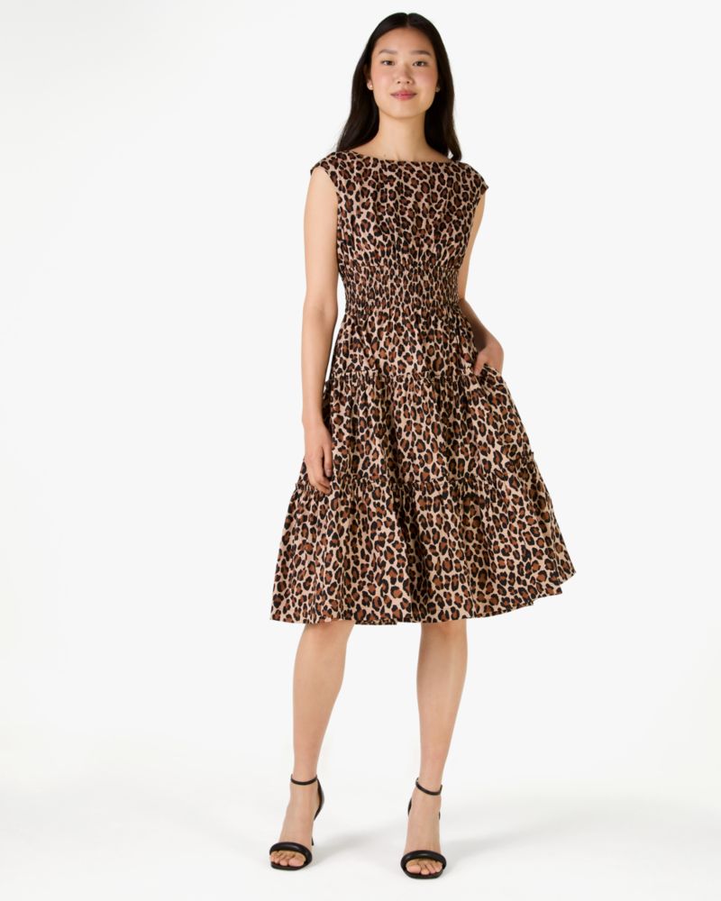 Kate Spade,Spotted Leopard Blaire Midi Dress,Multi Color