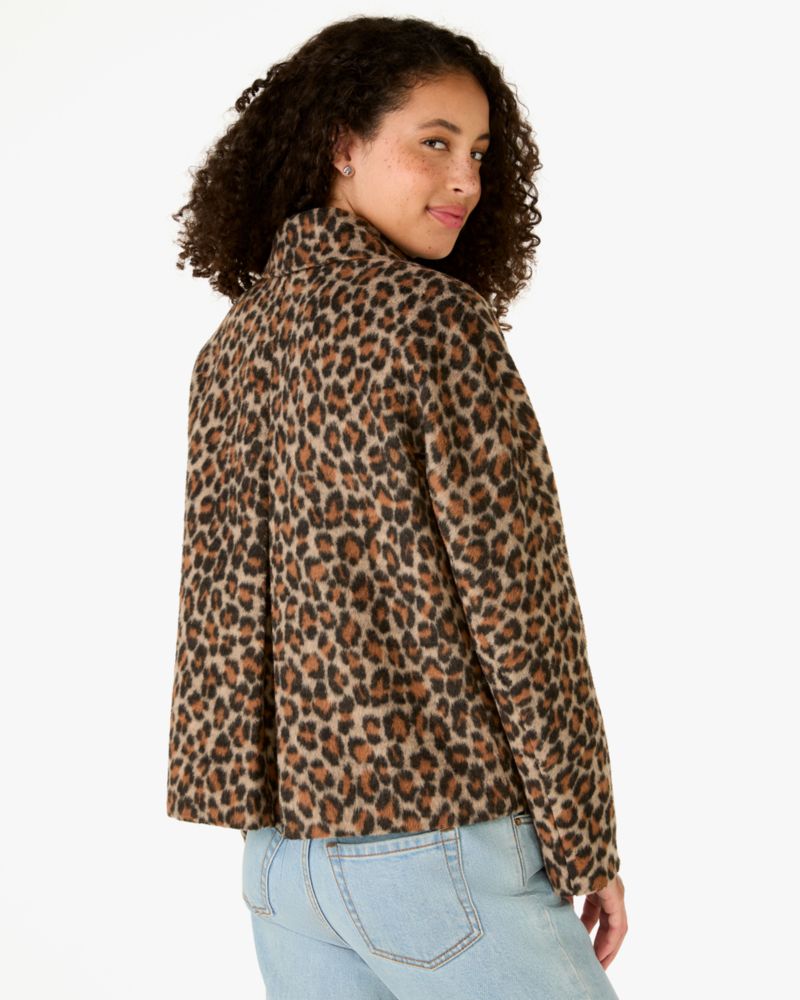 Kate Spade,Spotted Leopard Dorothy Swing Peacoat,Multi Color