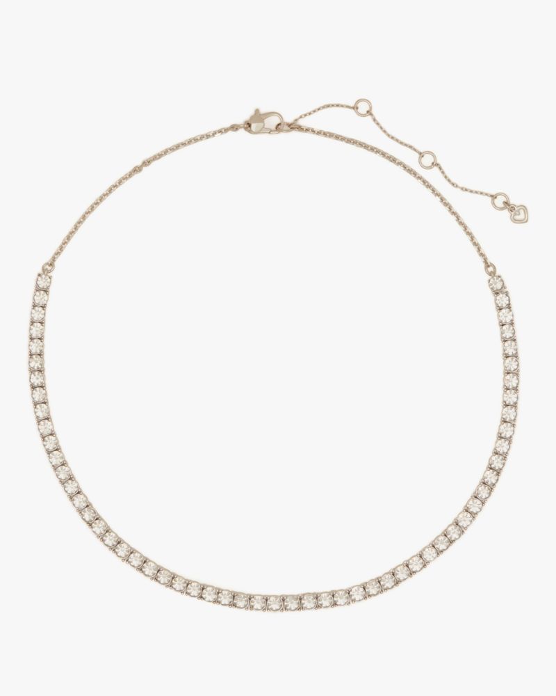 Kate Spade,Queen Of The Court Tennis Necklace,Clear/Silver