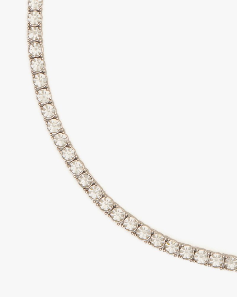 Kate Spade,Queen Of The Court Tennis Necklace,Clear/Silver