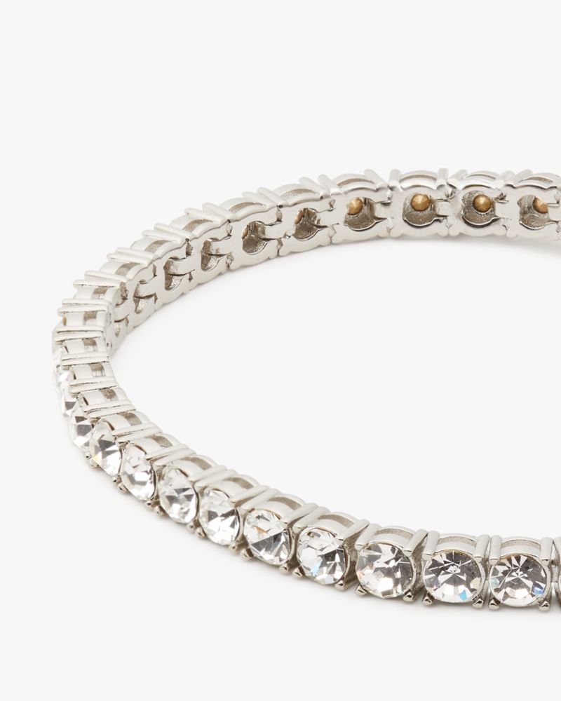 Kate Spade,Shimmy Tennis Bracelet,Rhinestones,Pave Embellishment,Stackable,Silver Metal,Formal,Clear