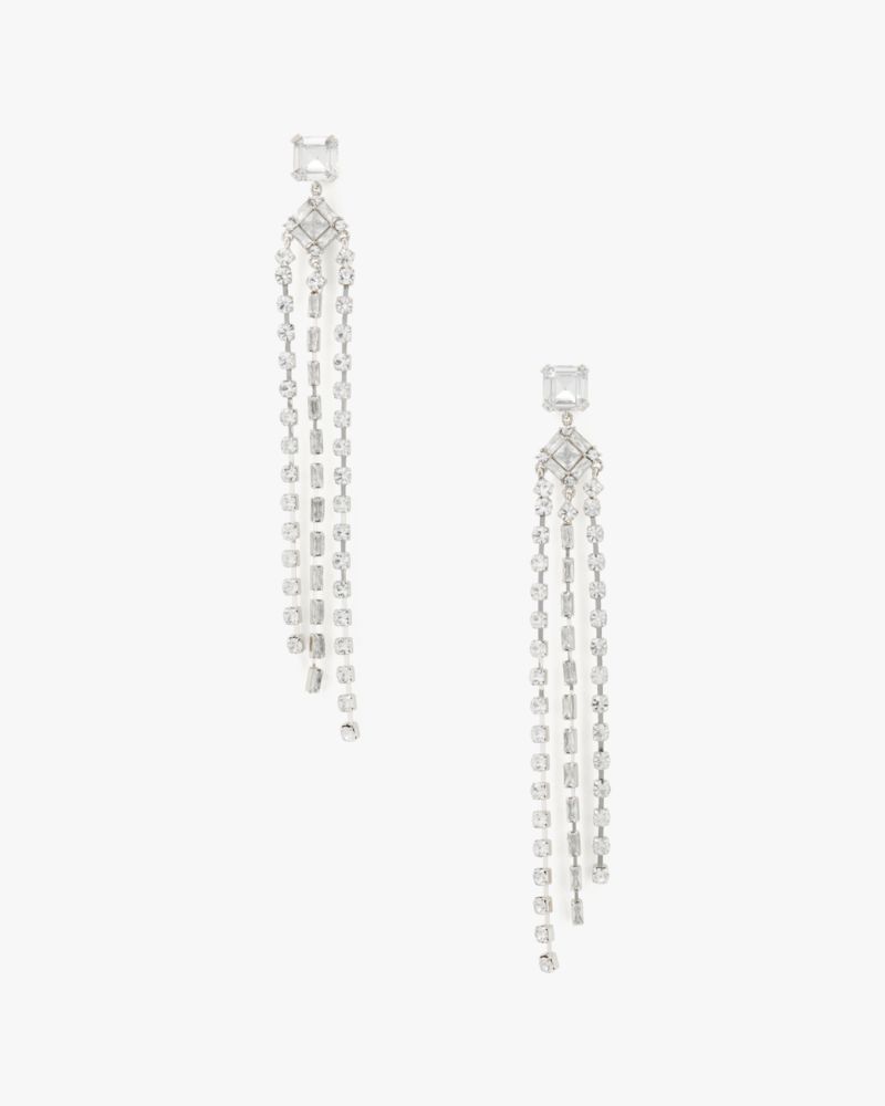 Kate Spade,Shimmy Fringe Earrings,Clear/Silver