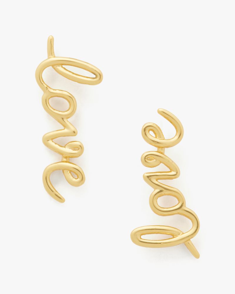 Kate Spade,Say Yes Love Earrings,Gold