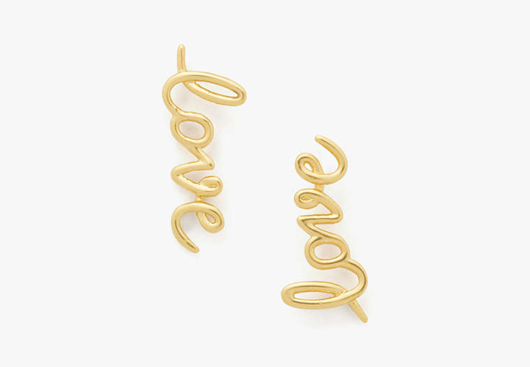 Kate Spade,Say Yes Love Earrings,Gold